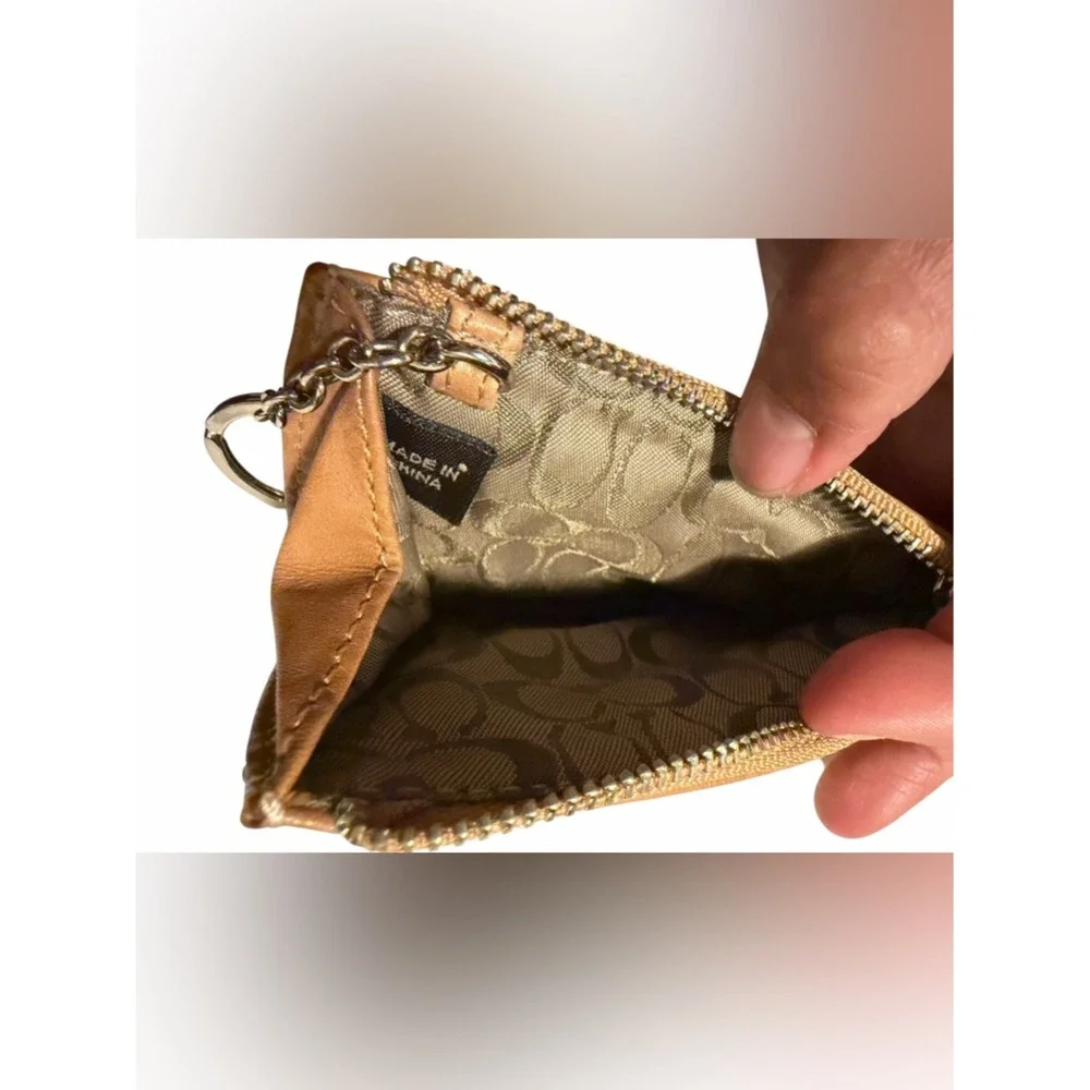 Coach Brown Leather Zip Card Case Wallet